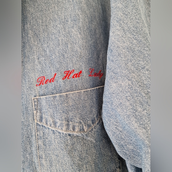 Vintage Red Hat Lady denim shirt size large - Picture 5 of 6